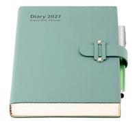 Mljtoyo Diary 2027 Day per Page A5,Jan 2027 to dec 2027,A Page a Day Hardcover Organsier with Pen,Stickers, (Green 2027, A5)