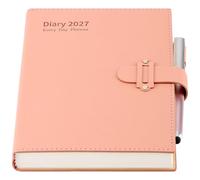 Mljtoyo Diary 2027 Day per Page A5,Jan 2027 to dec 2027,A Page a Day Hardcover Organsier with Pen,Stickers, (Pink 2027, A5)