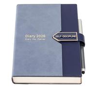 MljtoyoA5 Diary 2026 Day per Page,Hardcover Productivity Daily Planner Diary,Full Year Planner from January 2026 to December 2026 with Pen,Colored Side Tabs, Blue