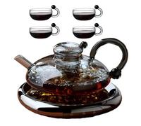 MLKHESY New Innovessa Tea Pot Set, Sereno Filtration Teapot Set, Heat-Resistant Glass Teapot Set, Comes with Electric Ceramic Stove and Teacup Set