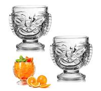 MLKLDOU 2PCS Tiki Glass Cocktail Cups - 15oz Martini Glasses Bar Glasses，Wine Glasses Cocktail Drinkware Cups for Home Party Bar Whiskey Beer Iced Coffee Cups Glassware