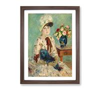 Mlle Charlotte Berthier By Pierre Auguste Renoir Classic Painting Framed Wall Art Print, Ready to Hang Picture for Living Room Bedroom Home Office Décor, Walnut A4 (34 x 25 cm)