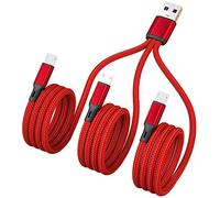 Mllepjdh 1m 3 in 1 USB-A Male to 3 Micro USB Charging Cable for Three Android Devices, Black, 20cm/7.87in & 120cm/47.24in, Compatible with Most Android Smartphones and Tablets (Charging Only)