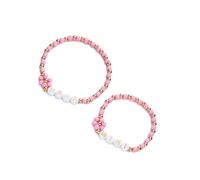 [Mllepjdh] 2 Exquisite Bracelet Set Elegant Heart Flower Beads Stackable Bracelet with Card for Women Jewelry Gift Elegant Women Jewelry, フリーサイズ