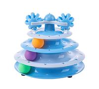 Mllepjdh 4levels Pet Toy Tower Tracks Disc Intelligence Amusement Four Plays Disc Toy Training Amusement Plate Scratching Toy with Scratching Toy Large Scratching Toy, Blue