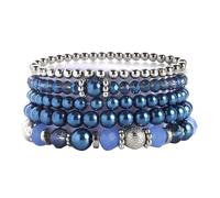 [Mllepjdh] 5 Pcs Sparkling Crystal Beads Set Luxury Beaded Bracelet Handmade Jewelry Beads Set for Love Women, フリーサイズ