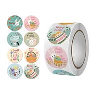 Mllepjdh 500pcs Happy Easter Stickers Cute Eggs Self Adhesive Seal Label For Easter Party Kids Gift Box Bag Decor Handmade Sticker