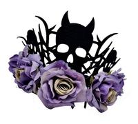 [Mllepjdh] Adjustable Witch Devil Crown Cape for Halloween Party Soft Fabric Rose Costume Decoration Soft Witch Devil Cosplay