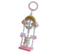 Mllepjdh Adorable Swing Bear Keychain Handmade Beaded Jewelry Lovely Bear Car Decors For Women Men Kids Gift Rainbow Beaded Keychain Jewelry