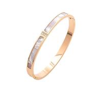 [Mllepjdh] Alloy Bangle with 3 Shiny Diamonds and White Shell Accents Fashion Accessories Daily Jewelry Piece Cuff, フリーサイズ