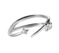 Mllepjdh Copper Ring Four Pointed Star Art Adjustable Function Cubic Zirconia Stone Fashion Adjustment Ring