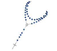 [Mllepjdh] Crystal Beads Rosary Catholic Necklace with Miraculous Medal Crucifix Prayer Rosary First Communion Gift Bead Cross Necklace, フリーサイズ