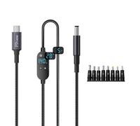 Mllepjdh DC5.5x2.1mm to Type C Power Cord 5V/9V/12V Adjustable with Real-Time Monitor for Tablets Laptops Office Digital Display Charging Cable