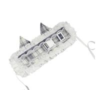 [Mllepjdh] Ears and Rabbit Ears Headband Lace Checkered Fabric Party Girl Anime Props Wide Head Photo Props Head Wrap Old Checkered Headwrap