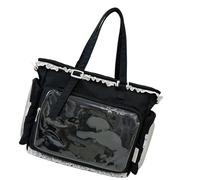 [Mllepjdh] Elegant Clear Homeless Bag Three Way Transport Fashion Soft Polyamide Building Junior Plan Modern Clear Geek for Girls, Black