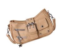 [Mllepjdh] Elegant Cotton Shoulder Bag Impermeable PU Leather Multiple Compartments Plan Work or Excursion Modern Unisex Cotton Hull Bag, Khaki