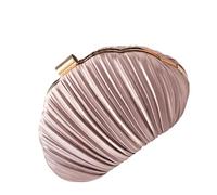 [Mllepjdh] Elegant Pleated Shell Evening Handbag Lightweight Polyester Shoulder Bag Wedding Event Wedding Party Accessories Portable Evening Bag, Oh!