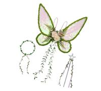 [Mllepjdh] Enchants Costume Set with Sparkling Wings 13.4" Magic Wand Matching Flower Cap for Theme Party Stage Show Small Organza Wings