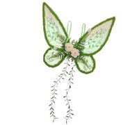 [Mllepjdh] Enchants Costume Set with Sparkling Wings 13.4" Magic Wand Matching Flower Cap for Theme Party Stage Show Small Organza Wings