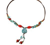 [Mllepjdh] Exquisite Beaded Necklace Handmade Chain Jewelry Neck Jewelry Colorful Beads Jewelry Gems for Women and Girls