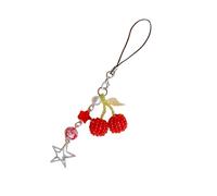 [Mllepjdh] Handmade Cherry Keychain Fashionable Fruit Theme Cell Phone Charm Colorful Beads Bag Pendant Key Ring Accessories Acrylic Phone Strap, Oh!, One size