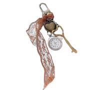 [Mllepjdh] Heart Shape Vintage Keychain with Mini Pocket Watch Everyday Carry Charm Romance Keychain, Braun, One size