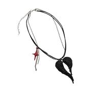 Mllepjdh Jewelry Black Pendant Necklace Featuring Heart Symbol for Expressing Affection and Dream in Styles Alloy Necklace