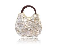 [Mllepjdh] Ladies Hobo Tote Bag Handbag Ladies Clutch Wallet Top Handle Handmade Shell Beaded Handbag Evening Shell Bead Clutch Wallet, Single-sided shell, Small