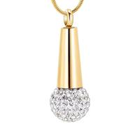 Mllepjdh Memorial Keepsakes Necklace Hold Ashes and Hair Cremation Jewelry for Human Pet Loss with Rhinestones Inlayed Cremation Pendant