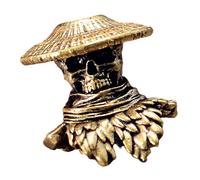 [Mllepjdh] Metal Swordsman Skull Pendant Keychain and Backpack Decoration Unique Skull Charm Paracord Accessory Strap Beads