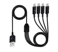 Mllepjdh Micro USB Charger Multi Charger Cable for Tablets and Smartphones Stay Powered Up All Day Long Splitter Cable 20cm/150cm to Four Micro USB Charger, Black