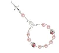 Mllepjdh Minimalist Crucifix Charm Beads Chain Alloy Wristband Comfortable Fit Spiritual Gift Religious Jewelry Piece Crucifix Wristlet Alloy