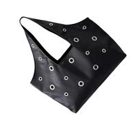 [Mllepjdh] Modern Top Handle Bag with Edged Metal Studs Large Capacity Lightweight PU Fabric Shoulder Bag for Women Work Handbag Modern Work Bag, Black