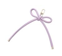 [Mllepjdh] Multipurpose Sturdy Pu Leather Bowknot Keychain Fashion Accessory Bag Cell Phone Vintage Grunge Appeal Korean Bowknot Keychain, purple, One size