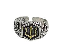 [Mllepjdh] Mythical Trident Style Adjustable Ring for Men Alloy Construction Elegant Men's Accessories Trident Wedding Band