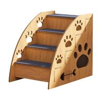 Mllepjdh Pet Wooden Stairs for Small Dog Cats and Elderly Pets, Elderly Pets with Non-slip Carpet Surface for Safe Reaching Elevated Couch Bed