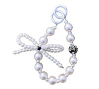 Mllepjdh Phone Case Wrist Chain Sweet Bowknot Pearl Beaded Pendant Phone Charm Anti Loss Landyard For Women Jewelry Wrist Chain