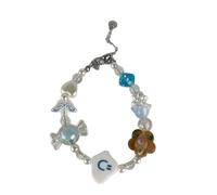 Mllepjdh Playful Multicolor Cloud Bead Flower Heart Design Adjustable Wristchain Accessory for Teens Adults Vibrant Rainbow Cloud Shaped Bead