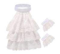 [Mllepjdh] Renaissance Victorian Colonial Jacquard Ruffle Lace Detachable Collar and Cuff Set Halloween Costume Party Detachable Collar