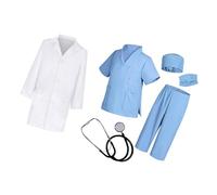 [Mllepjdh] Role Play Costume for Kids, 6 Pieces Doctor Role Play Cotton Cotton Lab Clothes Cotton Doctor Costume for Kids