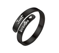 [Mllepjdh] Simple Adjustable Opening Ring, Letter Pattern Ring, Stainless Steel Texture, Suitable for Weddings and Parties