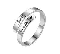 [Mllepjdh] Simple Adjustable Opening Ring, Letter Pattern Ring, Stainless Steel Texture, Suitable for Weddings and Parties