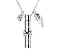 Mllepjdh Simple Wing Ashes Urn Memorial Jewelry Cremation Box Metal Necklace Urn Casket for Ashes Sympathy Pet Loss