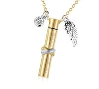 Mllepjdh Simple Wing Ashes Urn Memorial Jewelry Cremation Box Metal Necklace Urn Casket for Ashes Sympathy Pet Loss