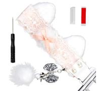 Mllepjdh Soft Fabric Lace Ribbon Keyset Decoration With Hanging Enchantments For Individualized Computer Arrange Office Desk Ribbon Charm