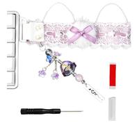 Mllepjdh Soft Fabric Lace Ribbon Keyset Decoration With Hanging Enchantments For Individualized Computer Arrange Office Desk Ribbon Charm