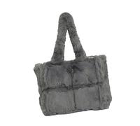 [Mllepjdh] Spacious Interior Contemporary Plush Handbag Top Handle Bag Winter Quilted Bag for Work Leisure Soft Plush Wallet, gray