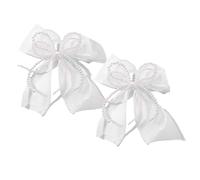 [Mllepjdh] Sparkling Pearl Bowknot Shoe Clips for Wedge Formal & Bridal Shoes Quick Install Crystal Accessories Bowknot Clips, white, L~XL A