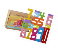 Mllepjdh Sustainable Wooden Building Blocks Set with Numerals for Cognitive Learning Play Stacking Number Divisions for Kids