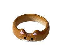 [Mllepjdh] Trendy Drop Glaze Cat Ring Cartoon Animal Theme Finger Band Jewelry Unique Accessories Cat Jewelry for Daily Wear or Party
